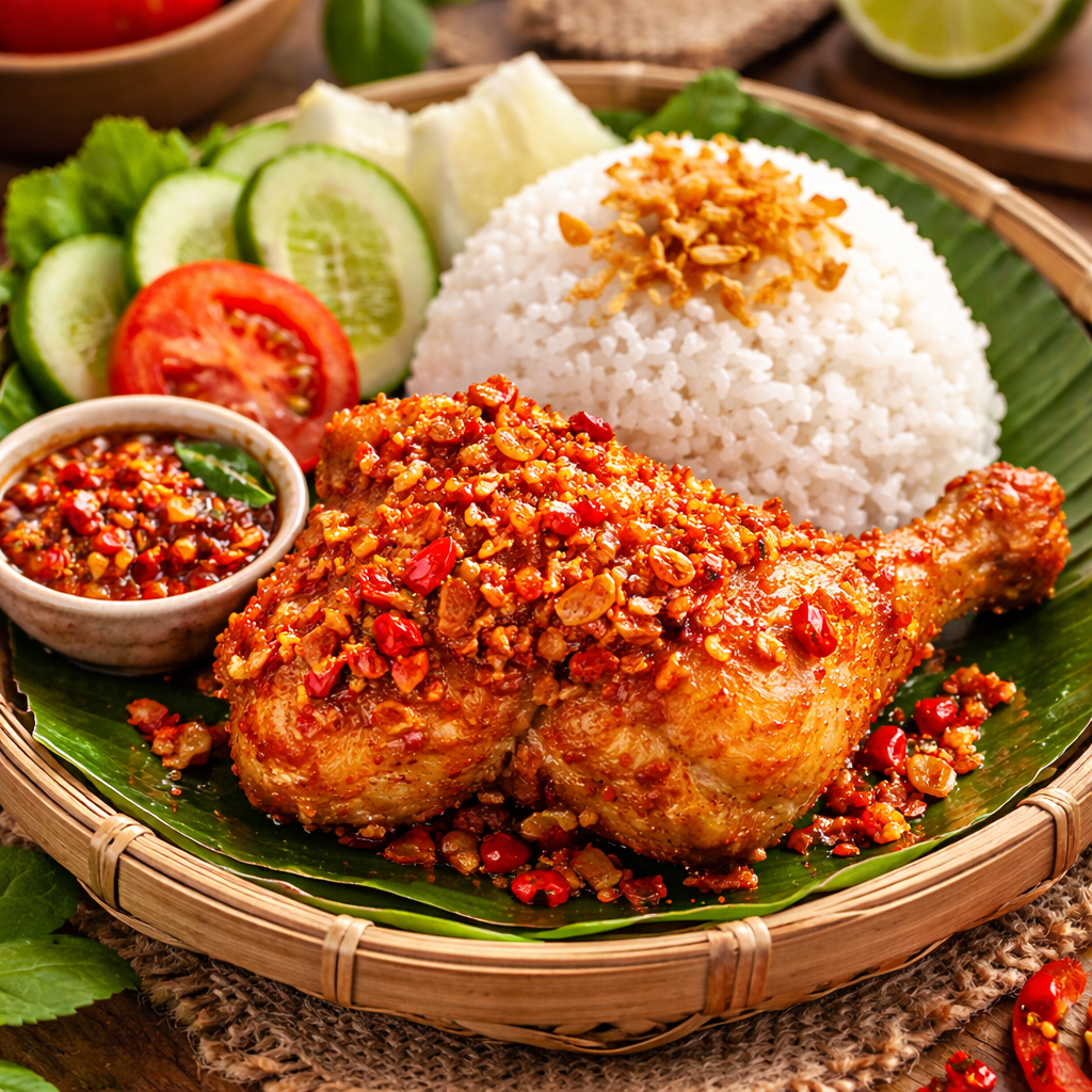 Nasi Ayam Goreng Pedas menu makanan Kopi Cerita